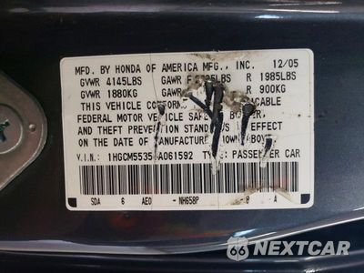 Zdjęcie 12 z 12 samochodu: 2006 HONDA ACCORD SE VIN:1HGCM55356A061592 - miniatura
