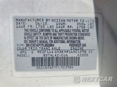 Zdjęcie 12 z 12 samochodu: 2015 NISSAN VERSA VIN:3N1CN7AP7FL953984 - miniatura