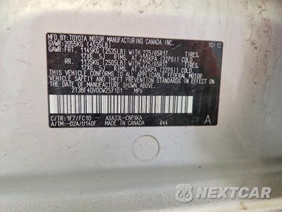 Zdjęcie 13 z 13 samochodu: 2012 TOYOTA RAV4 BASE VIN:2T3BF4DV0CW257101 - miniatura