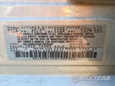 Zdjęcie 12 z 12 samochodu: 2022 NISSAN SENTRA SV VIN:3N1AB8CV6NY302946 - miniatura