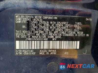 Zdjęcie 13 z 13 samochodu: 2006 TOYOTA RAV4 BASE VIN:JTMBD33V365031468 - miniatura