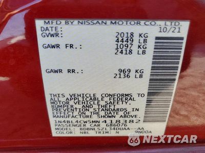 Zdjęcie 12 z 12 samochodu: 2021 NISSAN ALTIMA SR VIN:1N4BL4CW5MN418382 - miniatura