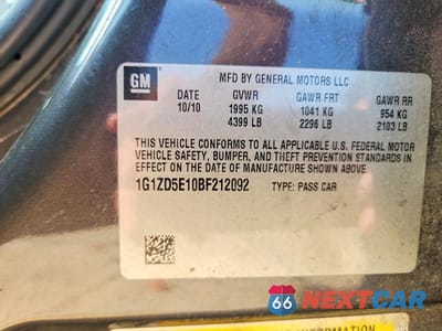 Zdjęcie 13 z 13 samochodu: 2011 CHEVROLET MALIBU 2LT VIN:1G1ZD5E10BF212092 - miniatura