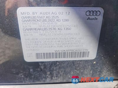 Zdjęcie 13 z 13 samochodu: 2012 AUDI Q5 PREMIUM PLUS VIN:WA1DKAFP8CA091775 - miniatura