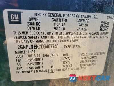 Zdjęcie 13 z 13 samochodu: 2013 CHEVROLET EQUINOX LT VIN:2GNFLNEK7D6407746 - miniatura