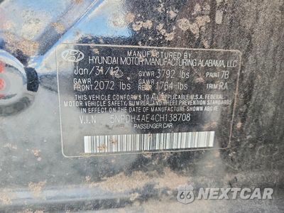 Zdjęcie 12 z 12 samochodu: 2012 HYUNDAI ELANTRA GLS VIN:5NPDH4AE4CH138708 - miniatura