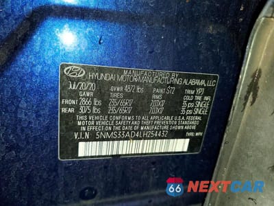 Zdjęcie 13 z 13 samochodu: 2020 HYUNDAI SANTA FE VIN:5NMS33AD4LH254432 - miniatura
