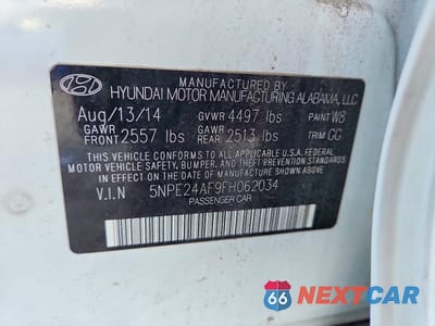 Zdjęcie 12 z 12 samochodu: 2015 HYUNDAI SONATA SE VIN:5NPE24AF9FH062034 - miniatura