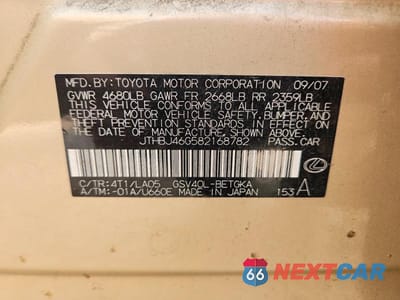 Zdjęcie 13 z 13 samochodu: 2008 LEXUS ES 350 VIN:JTHBJ46G582168782 - miniatura