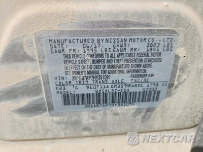 Zdjęcie 12 z 12 samochodu: 2017 NISSAN SENTRA SV VIN:3N1AB7AP7HY351091 - miniatura