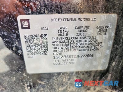 Zdjęcie 12 z 12 samochodu: 2018 CHEVROLET MALIBU LS VIN:1G1ZB5ST2JF222696 - miniatura