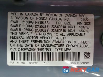 Zdjęcie 13 z 13 samochodu: 2022 HONDA CR-V EX VIN:2HKRW2H54NH617929 - miniatura