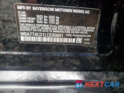 Zdjęcie 12 z 12 samochodu: 2020 BMW 740 XI VIN:WBA7T4C01LCE00841 - miniatura