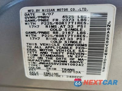 Zdjęcie 13 z 13 samochodu: 2008 NISSAN ROGUE S VIN:JN8AS58V28W108242 - miniatura