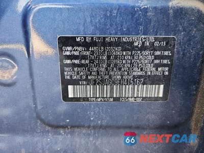 Zdjęcie 12 z 12 samochodu: 2014 SUBARU FORESTER 2.5I PREMIUM VIN:JF2SJAGC9EH415162 - miniatura