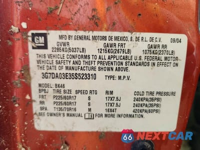 Zdjęcie 14 z 14 samochodu: 2005 PONTIAC AZTEK VIN:3G7DA03E35S523310 - miniatura