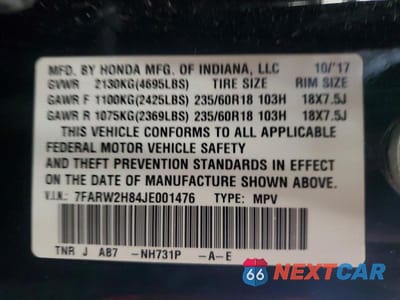 Zdjęcie 13 z 13 samochodu: 2018 HONDA CR-V EXL VIN:7FARW2H84JE001476 - miniatura