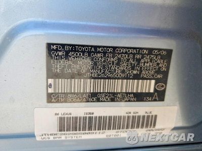 Zdjęcie 12 z 12 samochodu: 2006 LEXUS IS 350 VIN:JTHBE262965009112 - miniatura