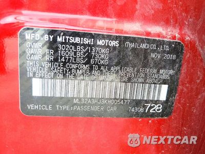 Zdjęcie 12 z 12 samochodu: 2019 MITSUBISHI MIRAGE ES VIN:ML32A3HJ3KH005477 - miniatura