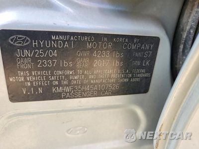Zdjęcie 12 z 12 samochodu: 2005 HYUNDAI SONATA GLS VIN:KMHWF35H45A107526 - miniatura
