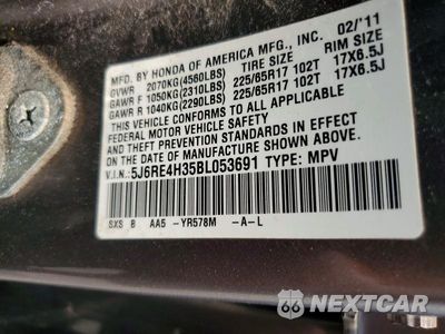 Zdjęcie 13 z 13 samochodu: 2011 HONDA CRV VIN:5J6RE4H35BL053691 - miniatura