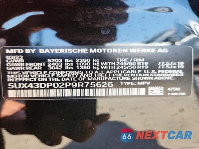 Zdjęcie 13 z 13 samochodu: 2023 BMW X3 SDRIVE30I VIN:5UX43DP02P9R75626 - miniatura