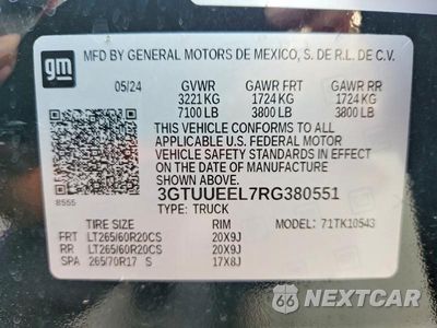 Zdjęcie 12 z 12 samochodu: 2024 GMC SIERRA K1500 AT4 VIN:3GTUUEEL7RG380551 - miniatura