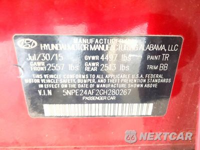 Zdjęcie 12 z 12 samochodu: 2016 HYUNDAI SONATA SE VIN:5NPE24AF2GH280267 - miniatura
