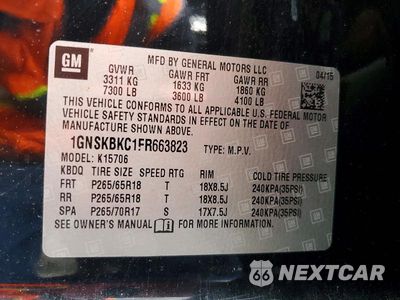 Zdjęcie 13 z 13 samochodu: 2015 CHEVROLET TAHOE K1500 LT VIN:1GNSKBKC1FR663823 - miniatura