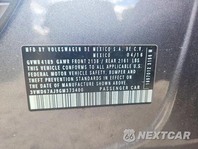 Zdjęcie 12 z 12 samochodu: 2016 VOLKSWAGEN JETTA SE VIN:3VWD67AJ9GM373400 - miniatura