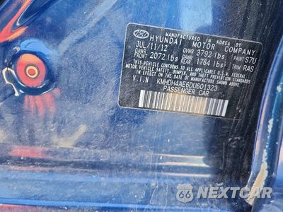 Zdjęcie 12 z 12 samochodu: 2013 HYUNDAI ELANTRA GLS VIN:KMHDH4AE6DU601323 - miniatura