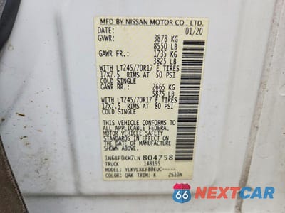 Zdjęcie 12 z 12 samochodu: 2020 NISSAN NV2500 DELIVERY VAN VIN:1N6BF0KM7LN804758 - miniatura