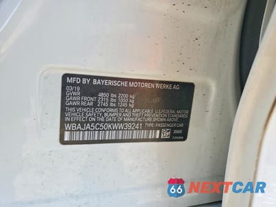 Zdjęcie 12 z 12 samochodu: 2019 BMW 530 I VIN:WBAJA5C50KWW39241 - miniatura