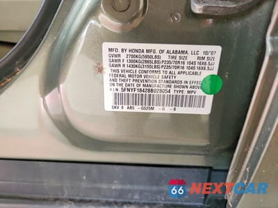 Zdjęcie 13 z 13 samochodu: 2008 HONDA PILOT EX VIN:5FNYF18428B028054 - miniatura