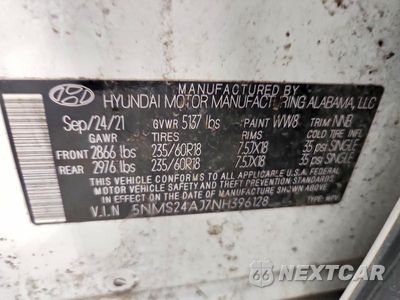 Zdjęcie 14 z 14 samochodu: 2022 HYUNDAI SANTA FE VIN:5NMS24AJ7NH396128 - miniatura
