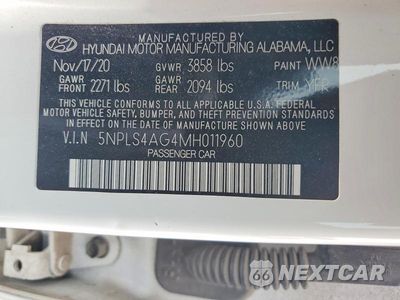 Zdjęcie 12 z 12 samochodu: 2021 HYUNDAI ELANTRA SEL VIN:5NPLS4AG4MH011960 - miniatura