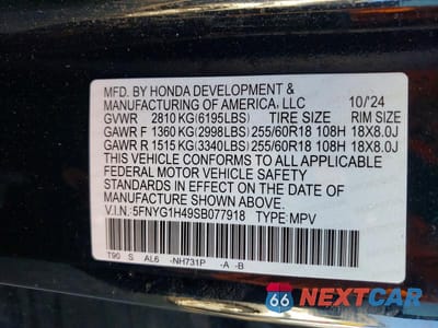 Zdjęcie 13 z 13 samochodu: 2025 HONDA PILOT EXL VIN:5FNYG1H49SB077918 - miniatura