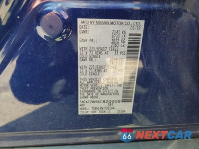 Zdjęcie 13 z 13 samochodu: 2019 NISSAN ROGUE S VIN:5N1AT2MV4KC820009 - miniatura