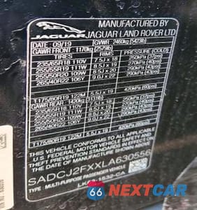 Zdjęcie 13 z 13 samochodu: 2020 JAGUAR F-PACE PREMIUM VIN:SADCJ2FXXLA630556 - miniatura