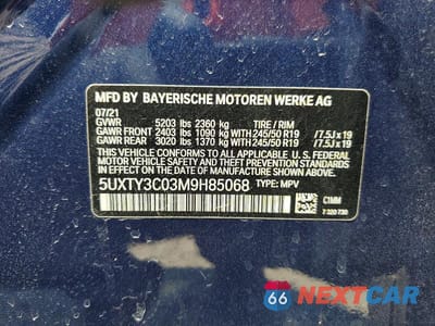 Zdjęcie 13 z 13 samochodu: 2021 BMW X3 SDRIVE30I VIN:5UXTY3C03M9H85068 - miniatura