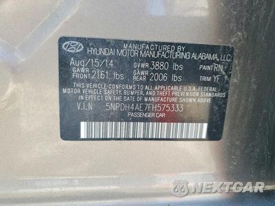 Zdjęcie 12 z 12 samochodu: 2015 HYUNDAI ELANTRA LIMITED VIN:5NPDH4AE7FH575333 - miniatura