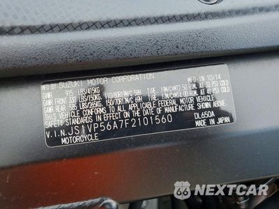 Zdjęcie 9 z 9 samochodu: 2015 SUZUKI DL650 A VIN:JS1VP56A7F2101560 - miniatura