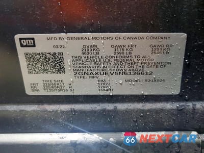 Zdjęcie 13 z 13 samochodu: 2022 CHEVROLET EQUINOX LT VIN:2GNAXUEV5N6136612 - miniatura