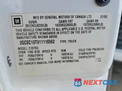Zdjęcie 12 z 12 samochodu: 2001 CHEVROLET SILVERADO C1500 VIN:2GCEC19T911116562 - miniatura