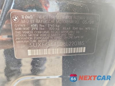 Zdjęcie 12 z 12 samochodu: 2008 BMW X6 XDRIVE35I VIN:5UXFG43508L220185 - miniatura