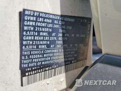 Zdjęcie 13 z 13 samochodu: 2015 VOLKSWAGEN TIGUAN S VIN:WVGBV7AX2FW587687 - miniatura