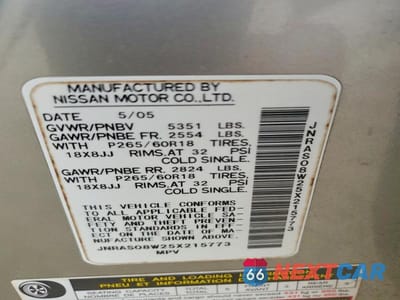 Zdjęcie 13 z 13 samochodu: 2005 INFINITI FX35 BASE VIN:JNRAS08W25X215773 - miniatura
