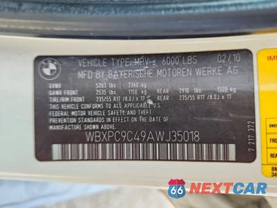 Zdjęcie 12 z 12 samochodu: 2010 BMW X3 XDRIVE30I VIN:WBXPC9C49AWJ35018 - miniatura