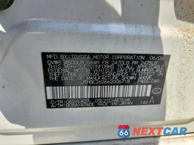 Zdjęcie 12 z 12 samochodu: 2006 LEXUS IS 350 VIN:JTHBE262662006718 - miniatura