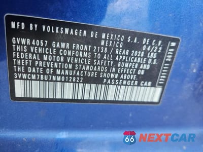 Zdjęcie 12 z 12 samochodu: 2022 VOLKSWAGEN JETTA S VIN:3VWCM7BU7NM012822 - miniatura